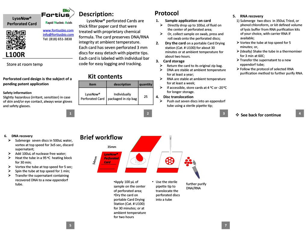 LyseNow(R) Perforated Cards (25)