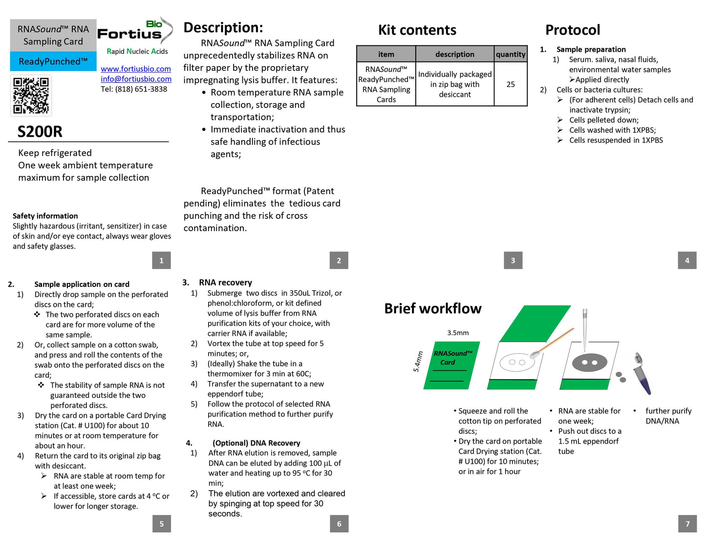 Perforated RNA Sampling Cards