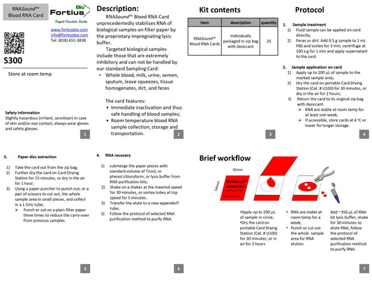 Blood RNA Cards (25)