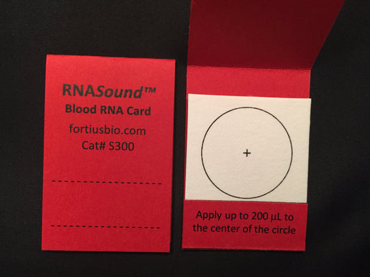 RNASound(TM) Blood RNA Cards were impregnated with proprietary lysis solution that lyse cells in blood or tough samples, release and stabilize RNA on the card at room temperature for at least one week. RNA are further recovered by using any of the standard RNA extraction methods.